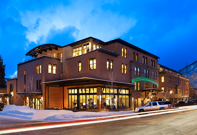 Exterior of Limelight Aspen at Dusk