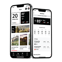 Small image of two phone screens, showing a summer version of the Aspen Snowmass App