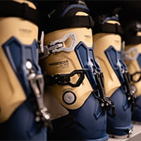 K2 boots lined up at Aspen Collection, ready for rentals