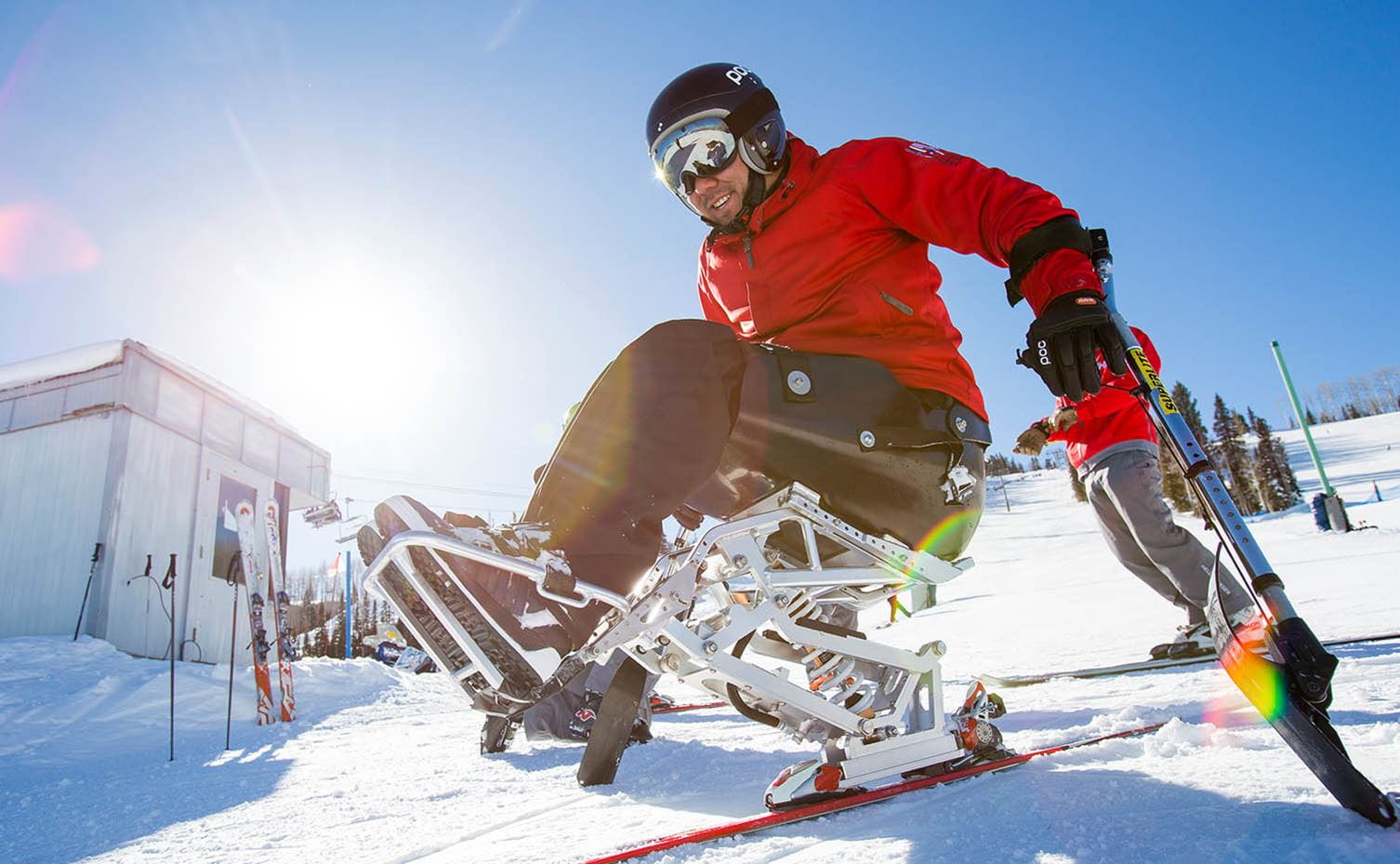 Adaptive skier in Snowmass colorado.