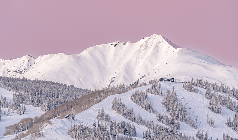 Pink skies over Snowmass Ski Resort