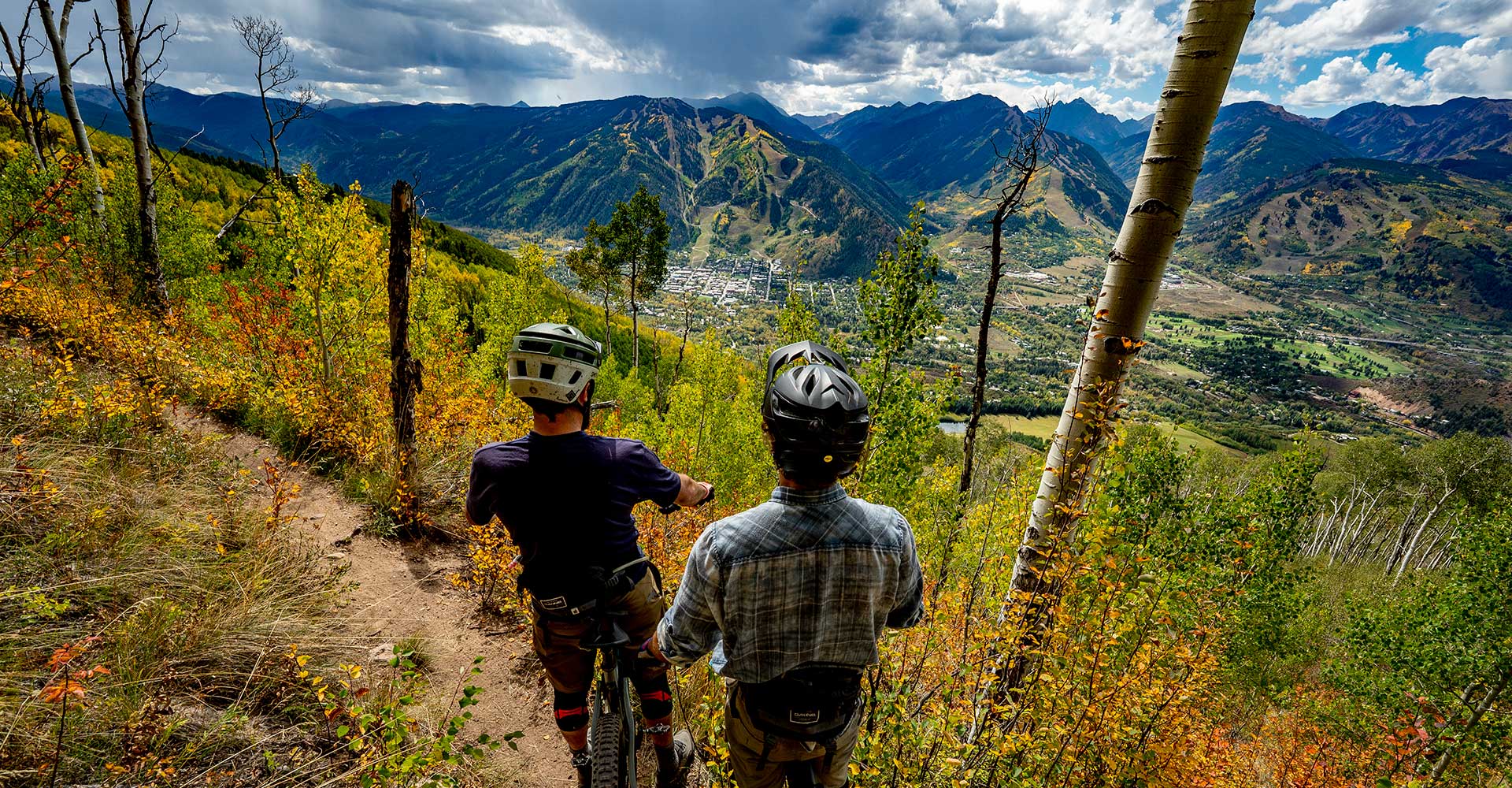 Two friends overlooking Aspen from the Sunnyside Trail